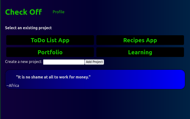 main projects page